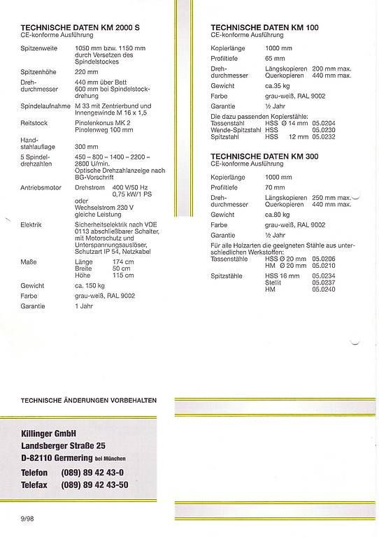 Tutte le macchine: Holzdrehmaschine Killinger KM 2000 S – Usato da Hallau venduto da Gulo 4