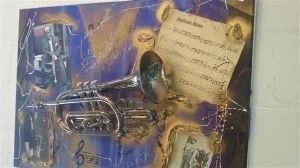 Schallplatten: Rost "Louis Armstrong" Collage Trompete – Gebraucht aus Zürich von Galerie-Kunst 1