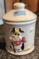 Pot en céramique avec couvercle motif vache bon état