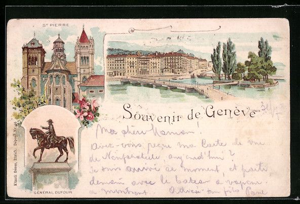 Ansichtskarten: Litho Genève, Panorama, St. Pierre, G – Gebraucht aus Berlin von bartko-reher