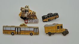 4 PTT Pins Postautos und Kutsche 