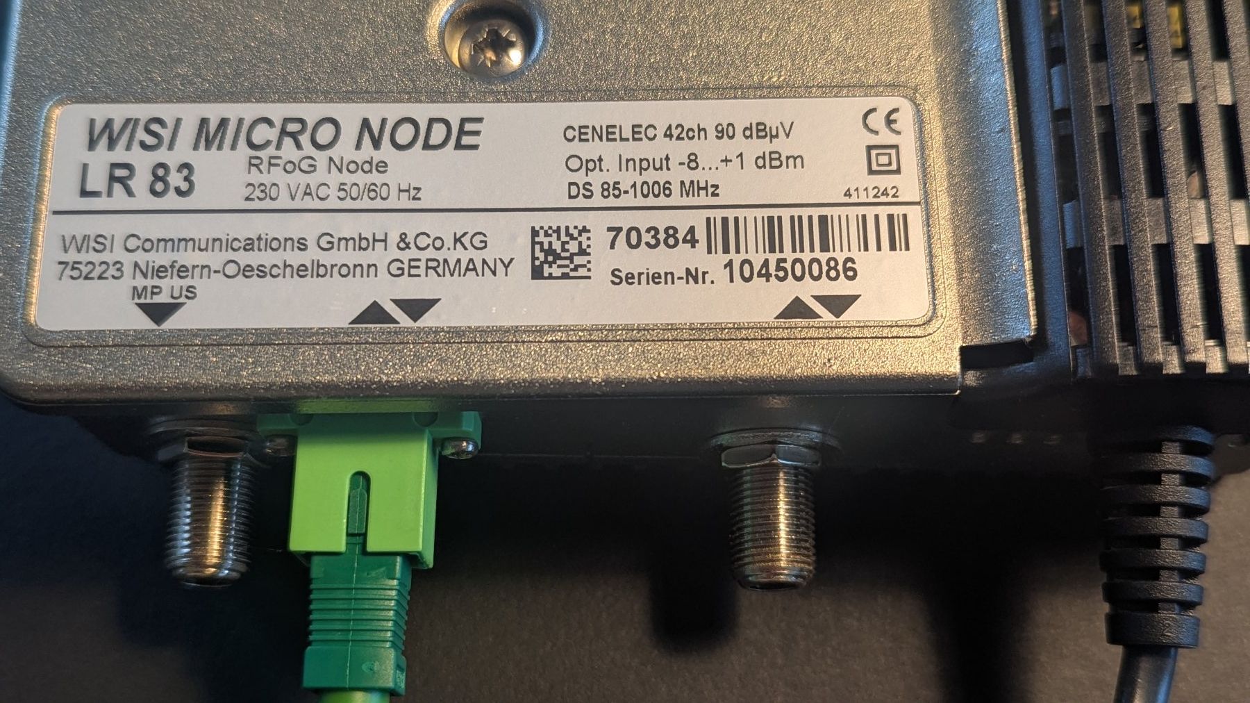 Unità & Adattatore: Wisi Micro Rfog Node LR 83 – Usato da Dietlikon venduto da Mankai 1