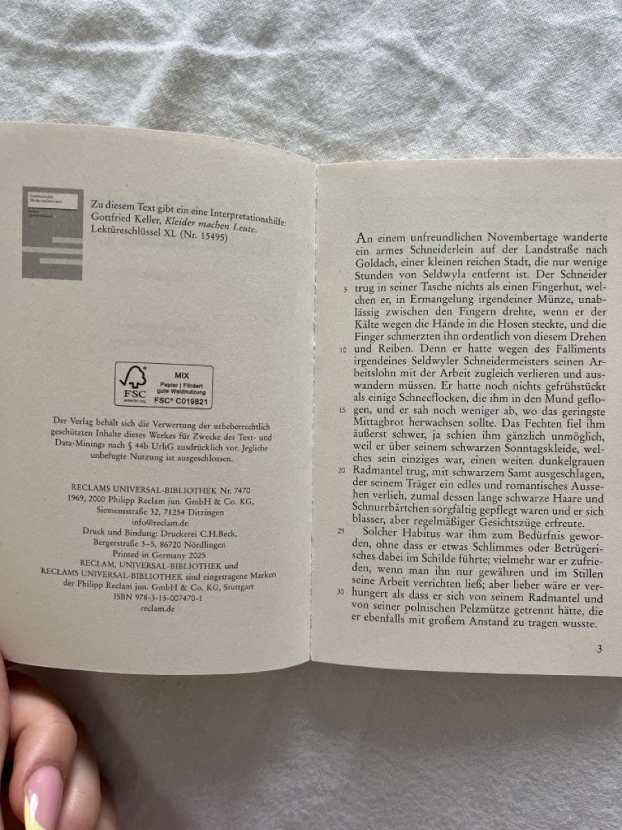 Libri: Gottfried Keller Kleider machen Leute Reclam – Nuovo (secondo la descrizione) da Eglisau venduto da ano_bfx2 2