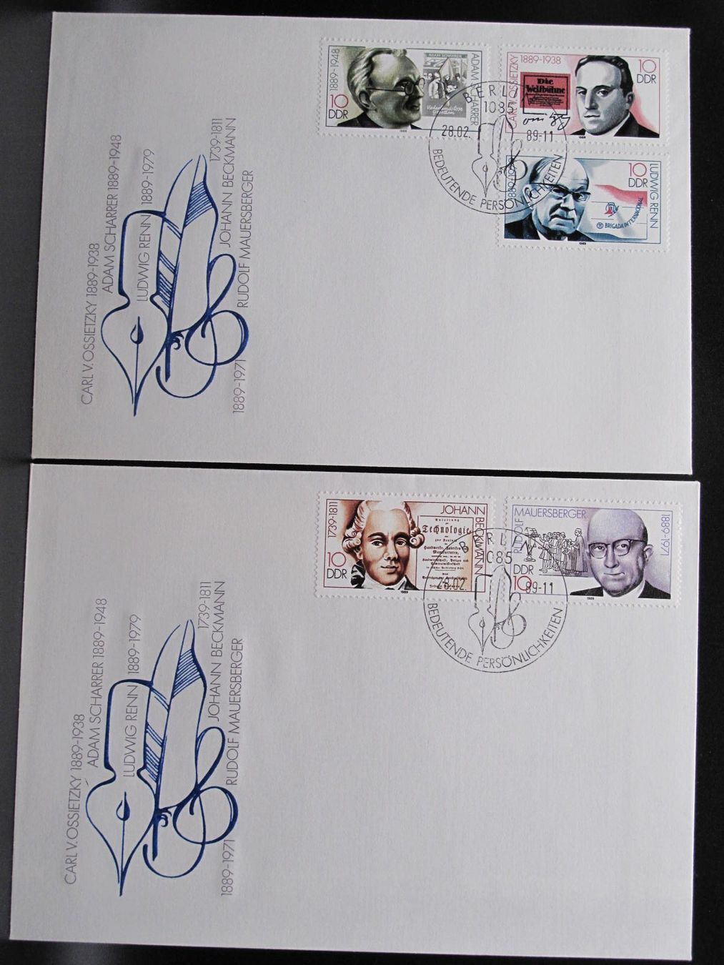 Tutti i francobolli: DDR 1989 Persönlichkeiten XI FDC C6 – Usato da Wil SG venduto da fva01