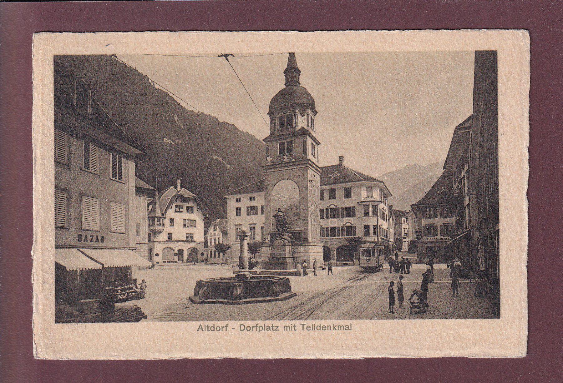 Cartoline postali: ALTDORF - Dorfplatz - Tram - 1912 – Usato da Pully venduto da nicecards