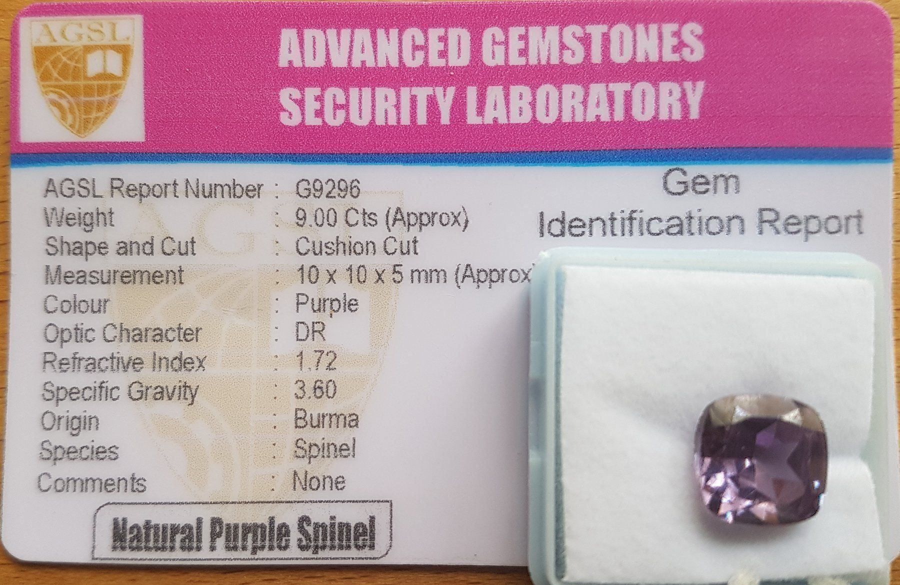 Pietre preziose: Spinell Cushion 9.0ct Violett Lab LGS – Nuovo e nell'imballaggio originale da zuerich venduto da Jewlsdesign 1