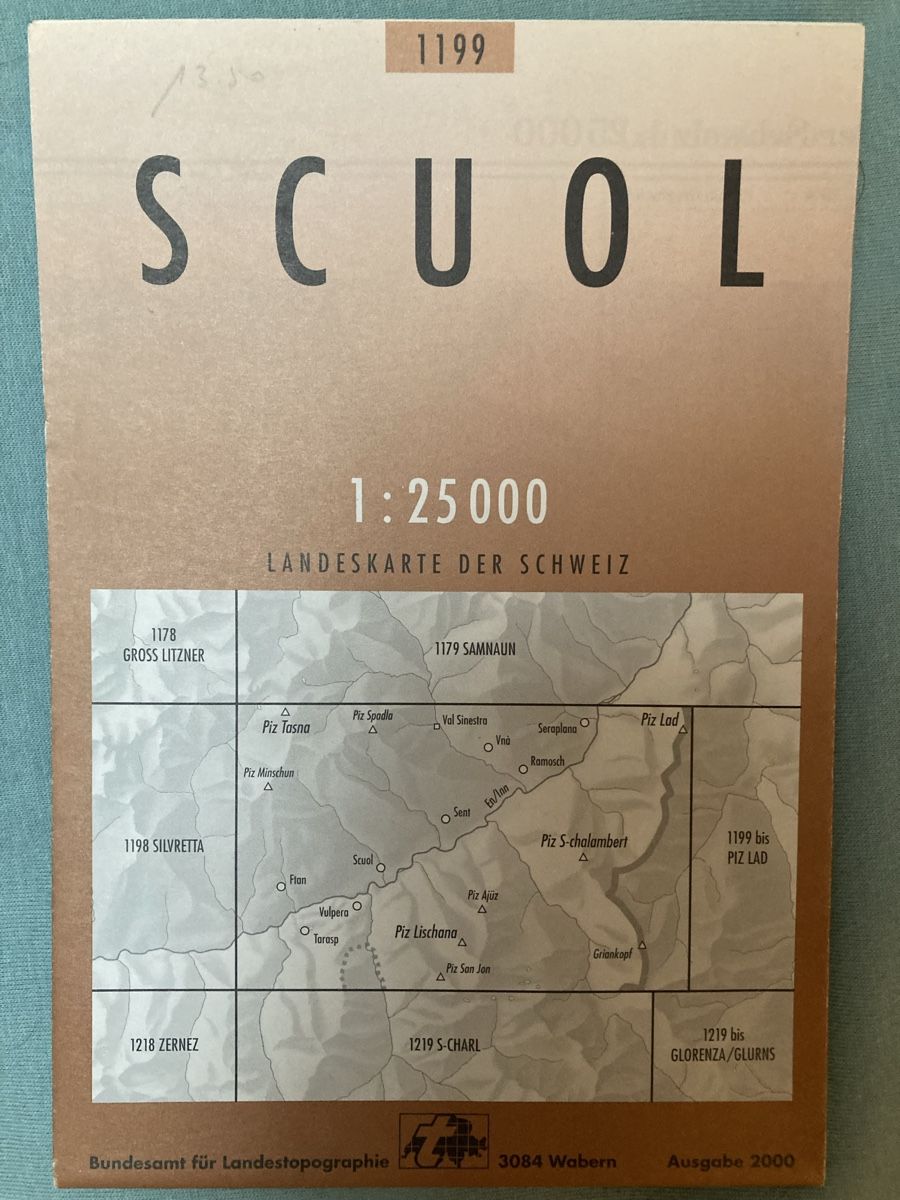 Cartine & Atlanti: Swisstopo - 1:25000 - 1199 - Scuol – Usato da Villeneuve VD venduto da did_pxf2