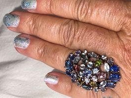 👑 Gemstones Statement Ring in Black SS925 14K Gold Vermeil