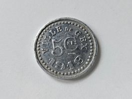 Pièce rare de 5 centimes, Ville de Gex (F) - 1919