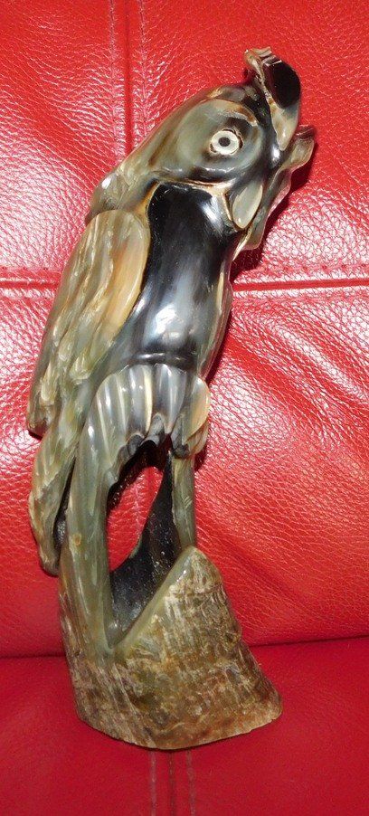 Sculptures & Statues: Seltene Eule, geschnitztes Horn, Handmade, H 30 cm – D'occasion à Villnachern par Niggo0
