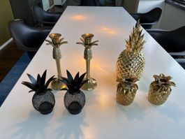 Deko Ananas Gold Kerzenständer 
