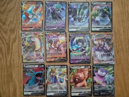 12 Pokémon Karten Englisch – 10x V & 2x VMAX, gesleeved