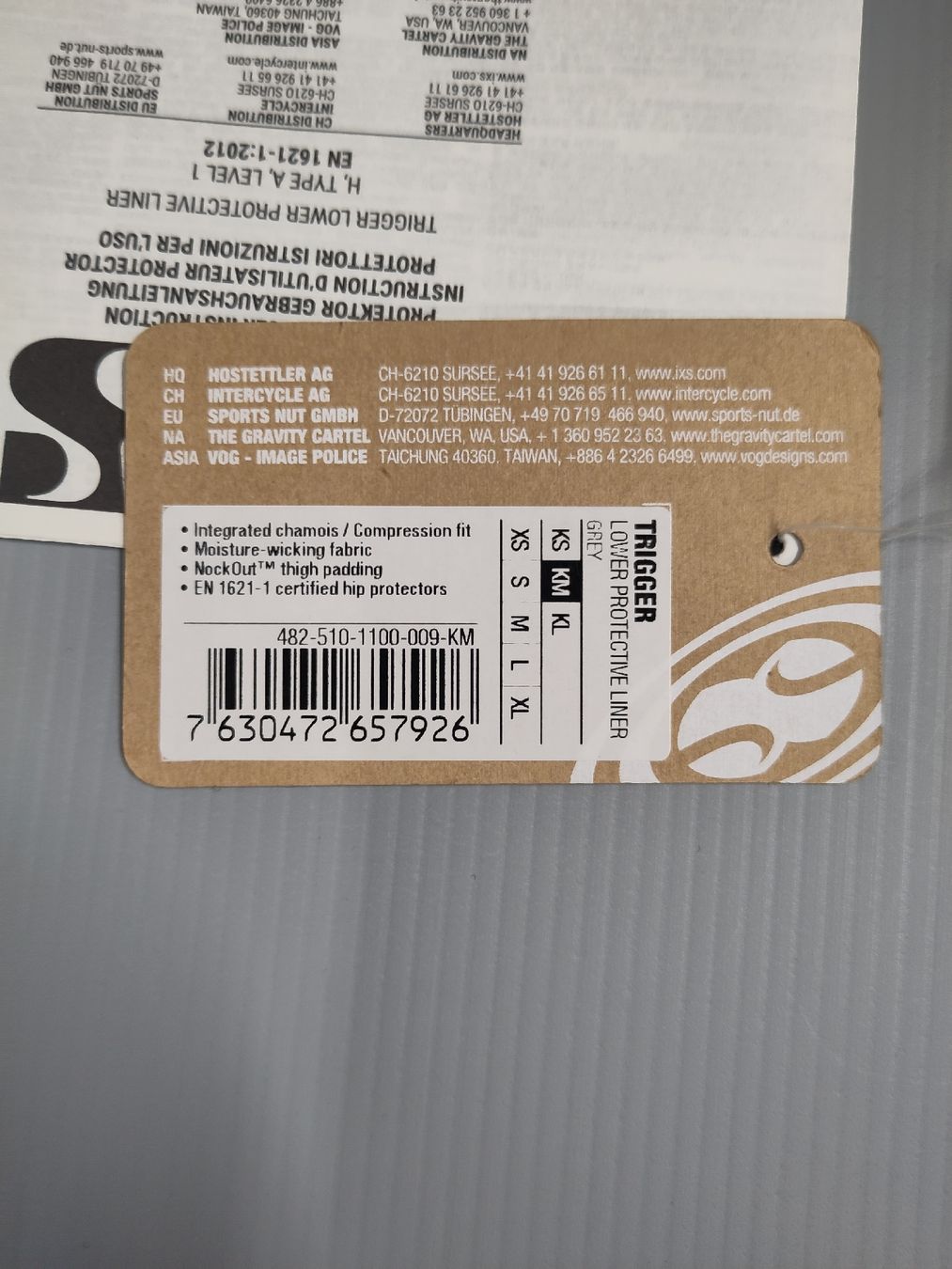 IXS Protezioni & Imbottiture: iXS Trigger Protective Liner Unterhose grau Grösse KM Neu – Nuovo e nell'imballaggio originale da Zürich venduto da Velo-Elsener 2
