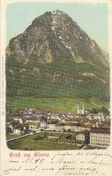 Cartoline postali: Glarus - Gruss aus ... Litho + 1901 – Usato da Emmenbrücke venduto da teestube
