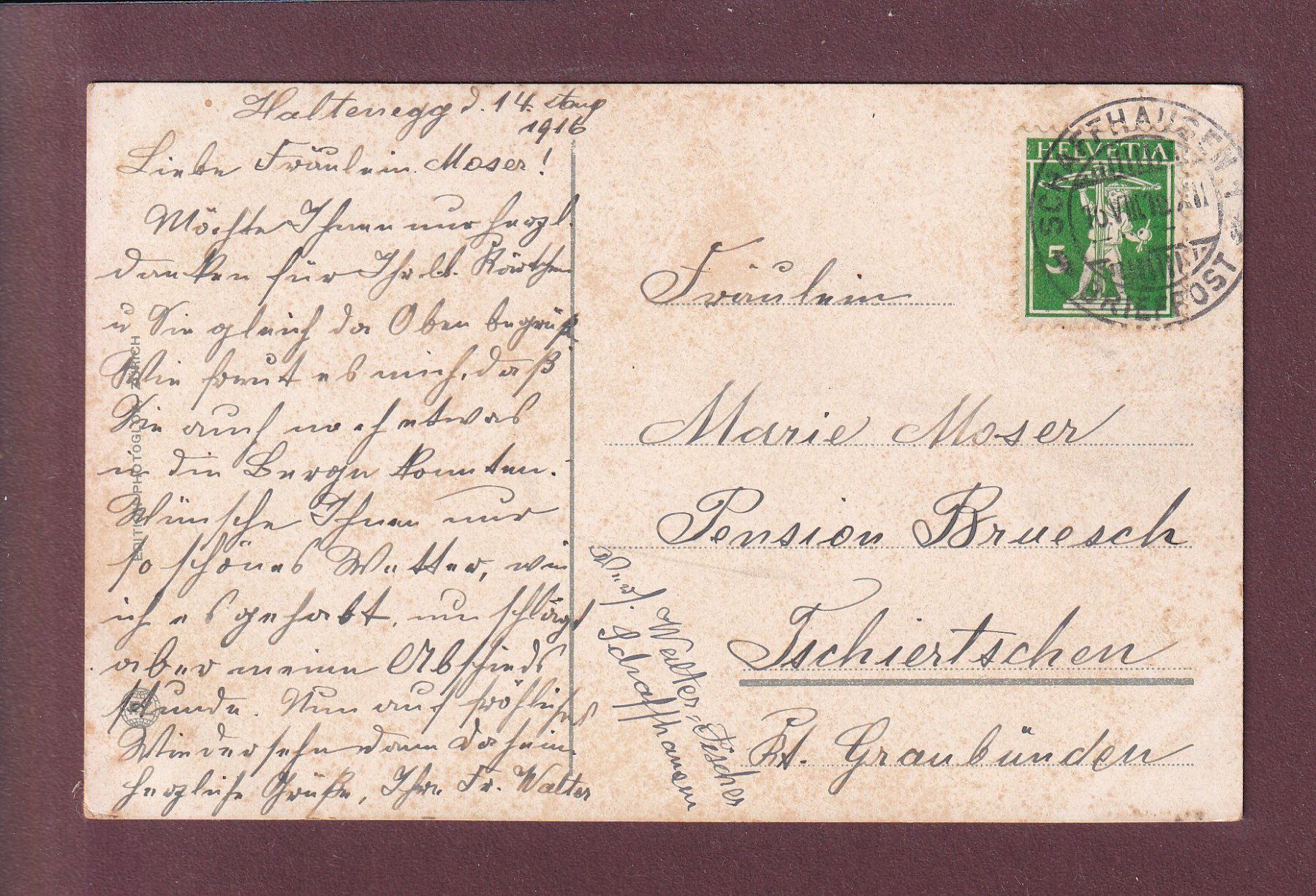Cartoline postali: THUN - Schloss - Stockhornkette - 1916 – Usato da Pully venduto da nicecards 1