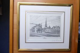 Stahlstich Jules Scheyli - Horn/TG - 98/100 Echtgold üb Eck