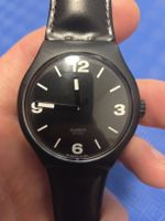 Swatch Uhr Schwarz mit Lederarmband — Guter Zustand 
