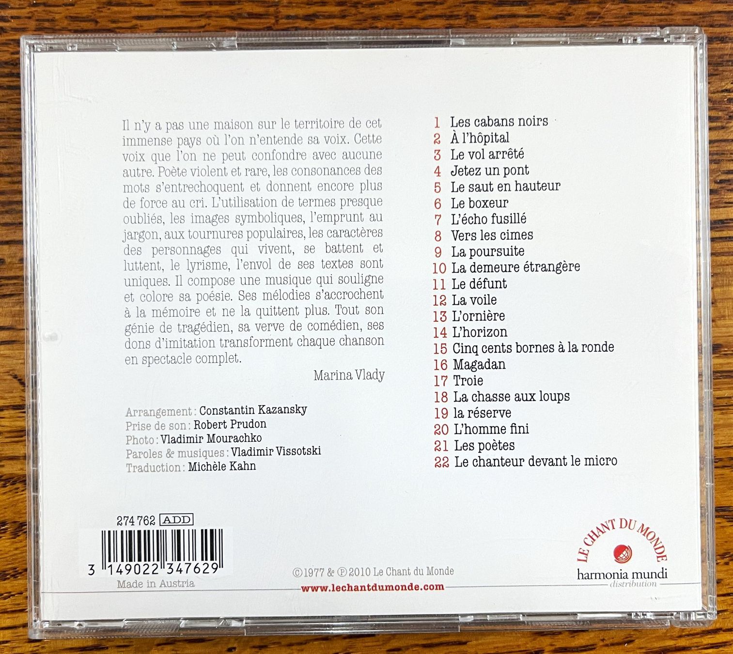 CD: Vladimir Vissotski: Le Vol Arrêté CD – Usato da Oftringen venduto da Vucki 1