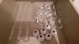 Kerzen Halter Set, Glas und Keramik, Deko