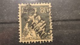 80Rp Helvetia mit Schwert Stabstempel Dottikon Aargau