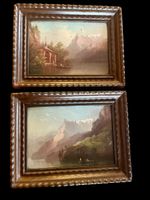 2 antike Ölgemälde auf Leinwand Rütli & Tellskapelle ca 1860