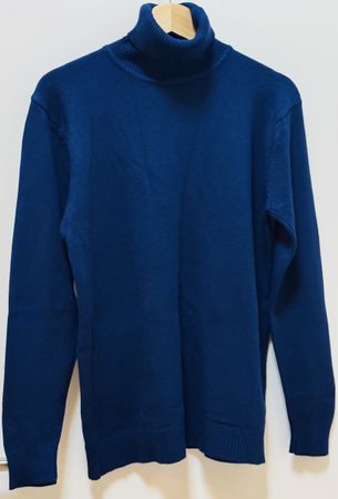Maglione nuovo collo alto blu in cashmere taglia XXL 
