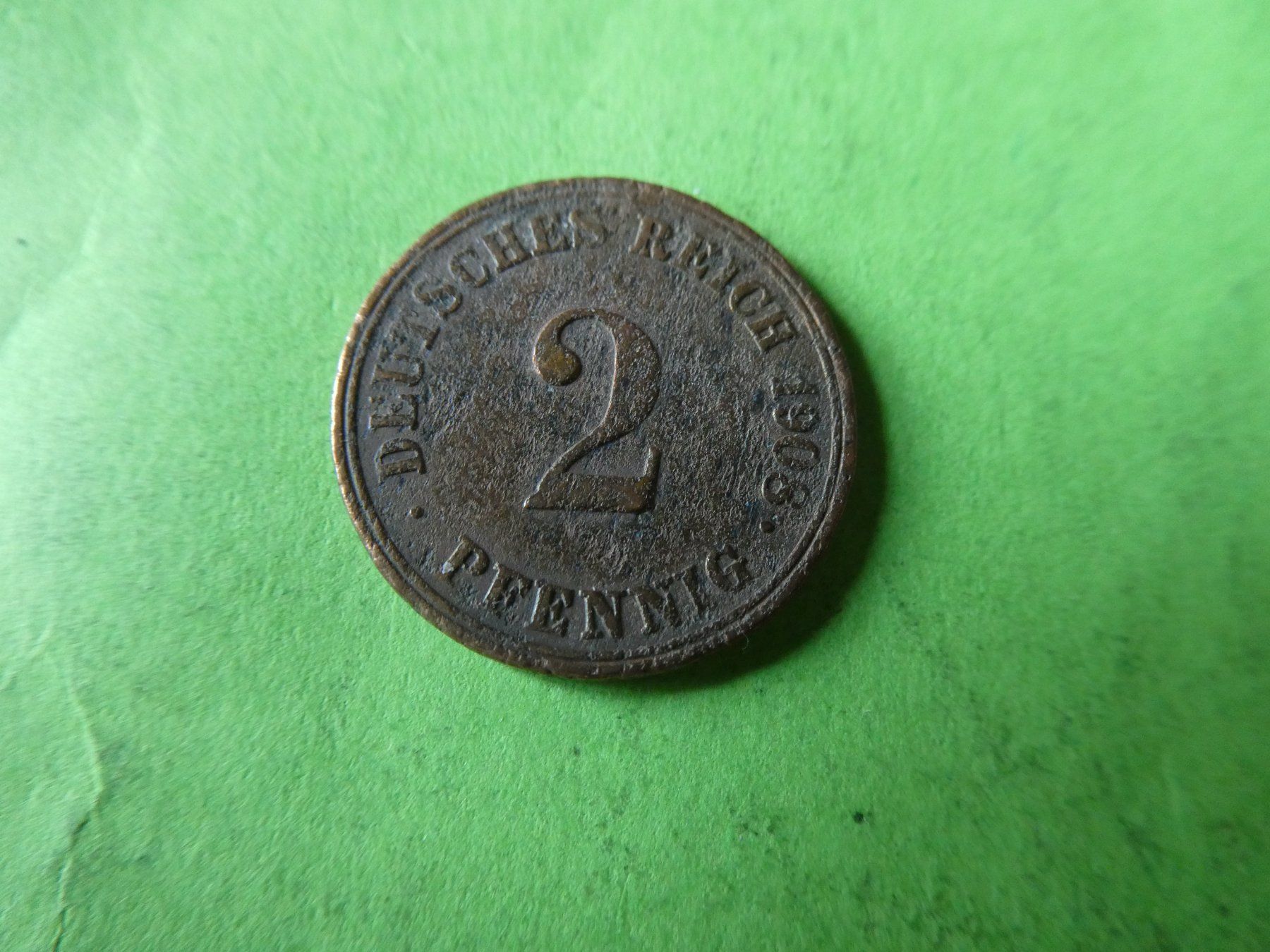 Alle Münzen: Dt. Reich 1908 A, 2 Pfennig – Gebraucht aus Hinterforst von Rohusri
