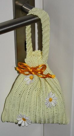 Handtasche Beuteltasche gelb mit Blumen NEU