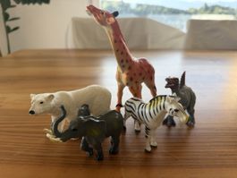 Tierfiguren Set Giraffe Elefant Zebra Bär Dino