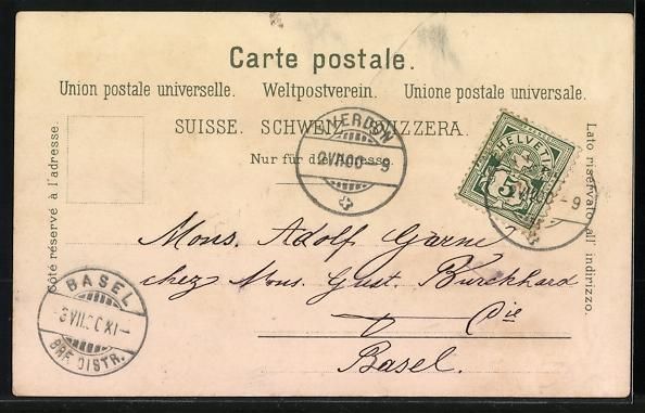 Cartoline postali: Litho Grandson, Le Chateau, Vue generale – Usato da Berlin venduto da bartko-reher 1