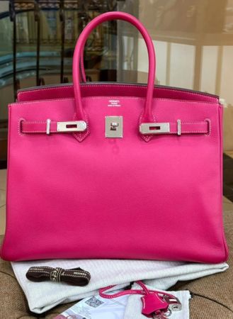 Hermes Birkin 35 Rose Tyrien Candy Epsom Q Phw Bababebi