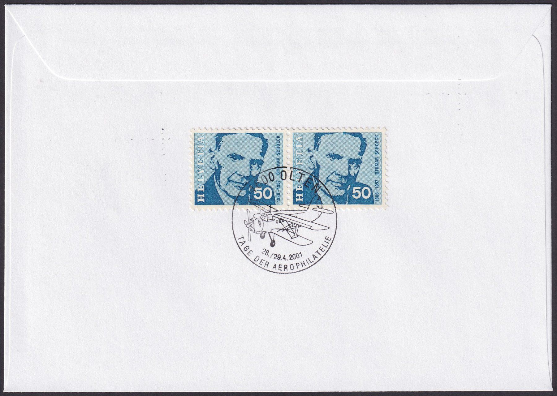 Tutti i francobolli: Flugspende Vignette auf Brief, Postflug OLTEN SO, 2001 – Usato da Ebikon venduto da SilvioFreund 1
