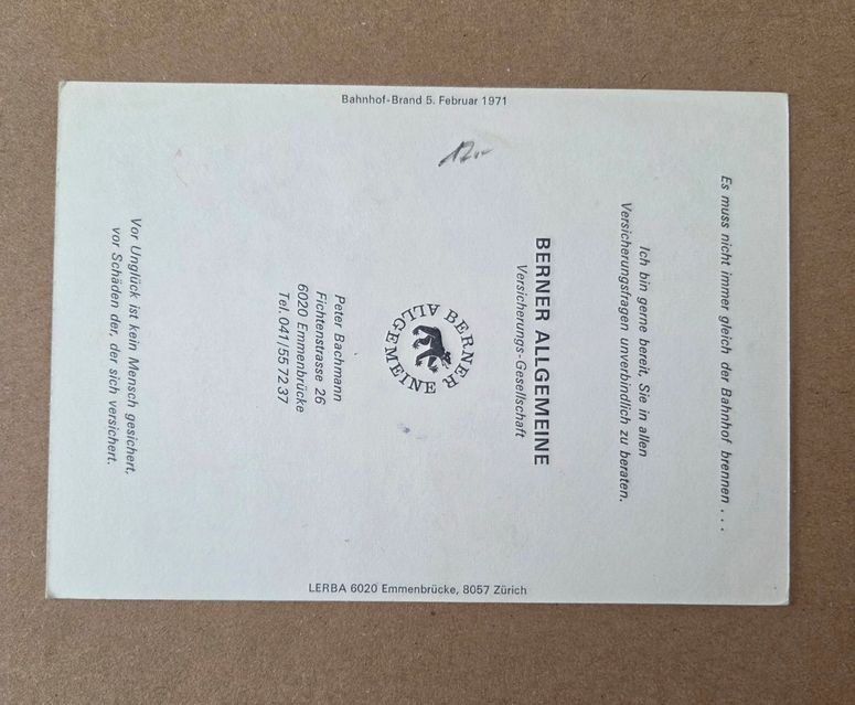 Cartoline postali: AK Ansichtskarte Bahnhof Brand Luzern – Usato da Schenkon venduto da Uhu007 1