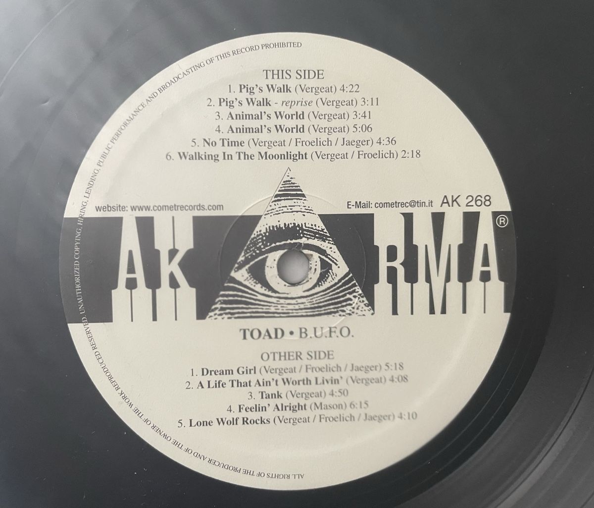 Schallplatten: TOAD - B.U.F.O.- AKARMA Vinyl LP – Gebraucht aus Olten von Bluespapst 2