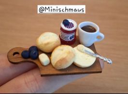 Heidelbeer Frühstücksbrett, Handgemacht, auch für Maileg