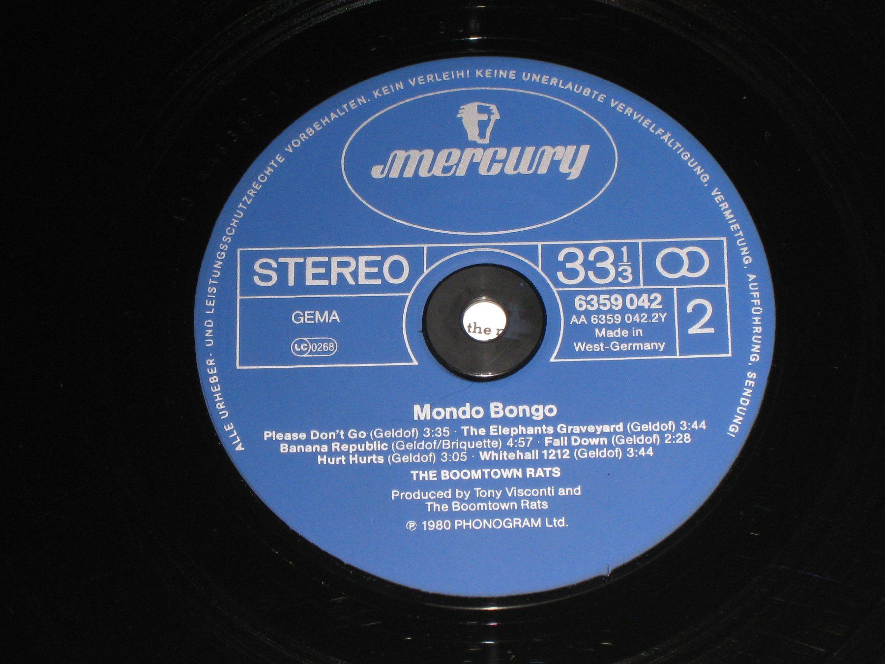 Dischi in vinile: LP - THE BOOMTOWN RATS - MONDO BONGO – Usato da Steckborn venduto da Quo7 2