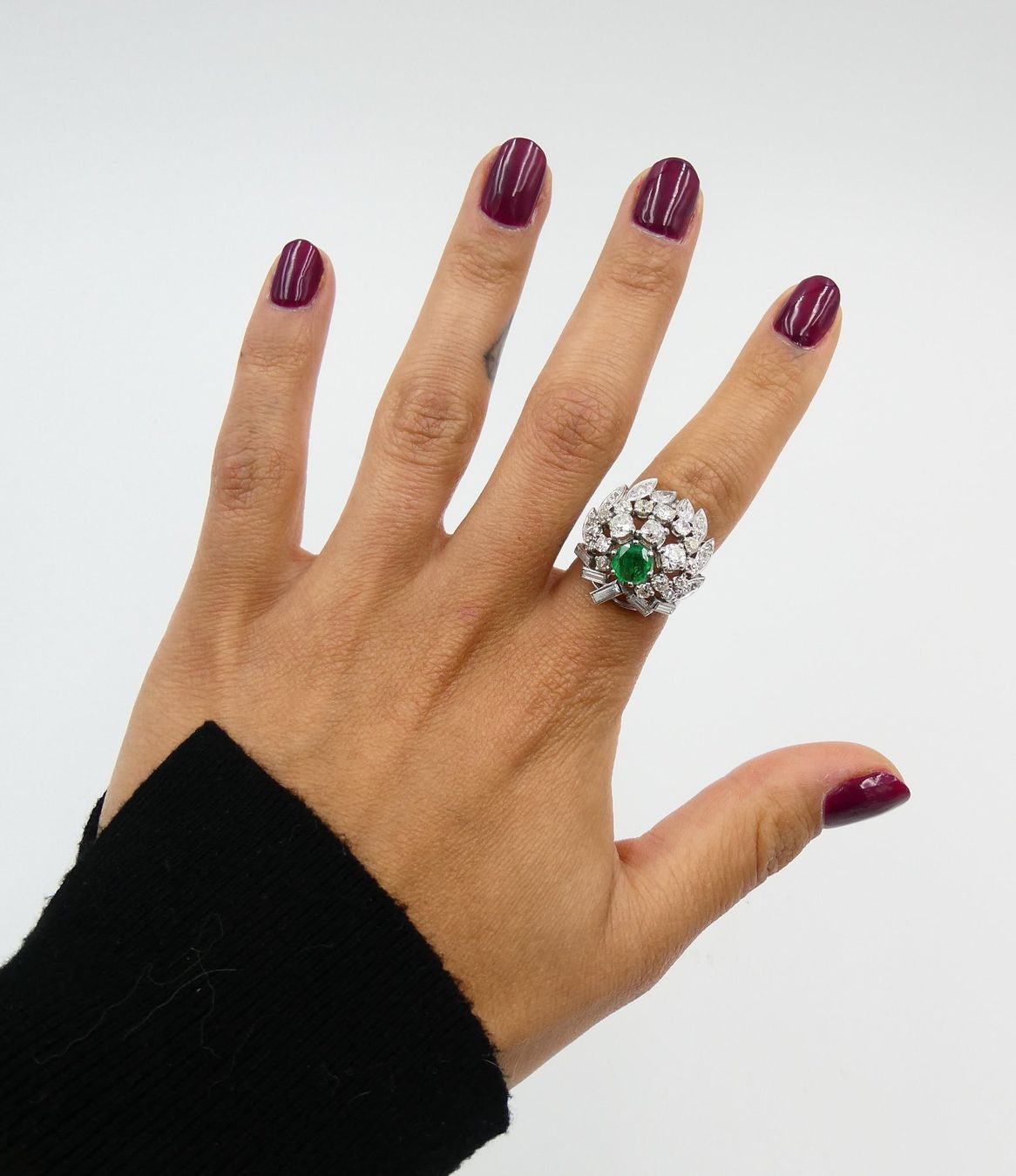 Ringe: SMARAGDRING MIT DIAMANTEN IN 950 PLATIN – Gebraucht aus Luzern von EdiGem 1