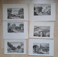 6x Stiche Trien, Cascades du Tesin, Glaciere, Gotteron