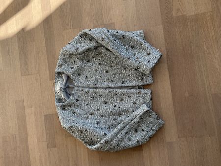 Zara Jacket silver sequins tweed new size XL new with tag