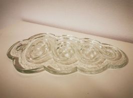Glas Platte Servierplatte Zopfmuster
