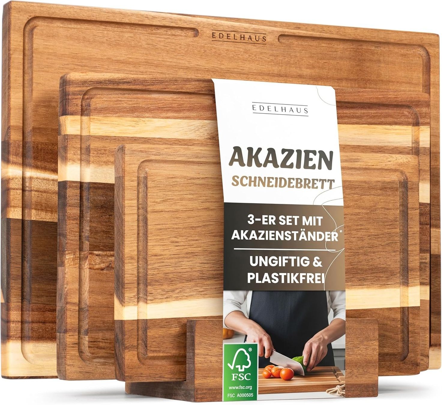 Elettrodomestici da cucina: Schneidebrett Holz 3er Set – Nuovo e nell'imballaggio originale da Nuglar venduto da SaleRitter 3