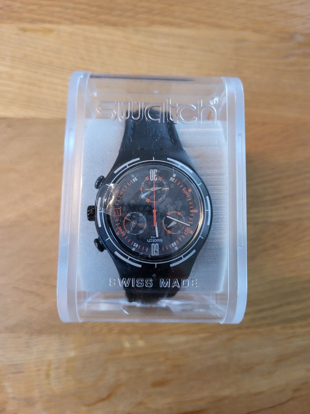 Swatch Orologi: Swatch Irony Chrono schwarz mit Lederarmband – Nuovo e nell'imballaggio originale da Rothenburg venduto da Edelbert13 3