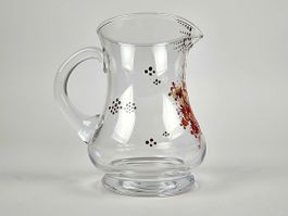 Glaskrug mit Blumenmuster und Punkten