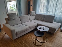 Ecksofa beige cord – gemütlich & bequem