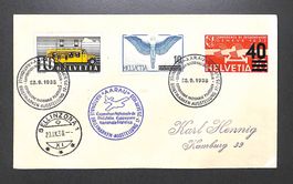 1938 Flugpost F22+F25 NABA Sonderpostflug AARAU - BELLINZONA
