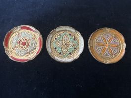 3 Vintage Untersetzer Italien goldfarben ca. 9,5cm Durchm.