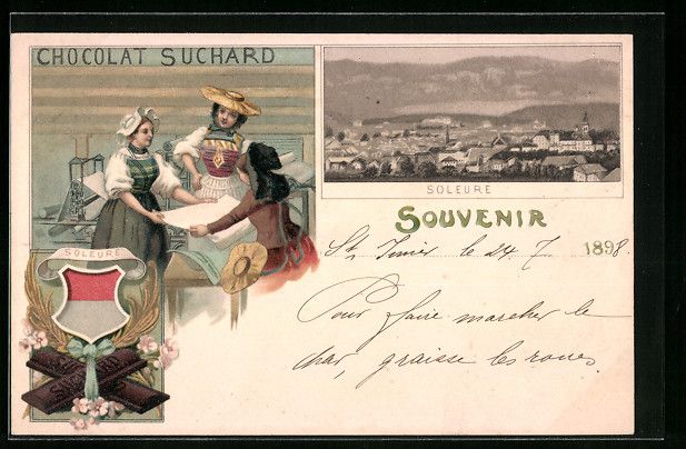 Cartoline postali: Litho Soleure, Chocolat Suchard, Ortsans – Usato da Berlin venduto da bartko-reher