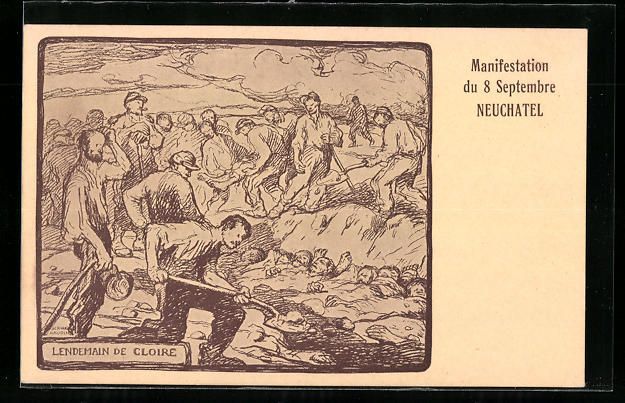 Cartoline postali: Neuchatel, Manifestation du 8 Septembre – Usato da Berlin venduto da bartko-reher