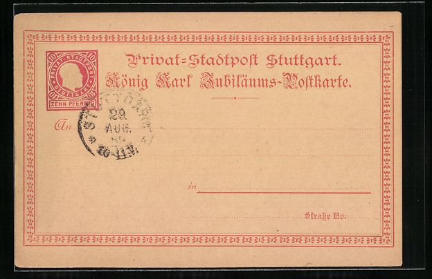 Ansichtskarten: Stuttgart, Private Stadtpost 10 Pfg., K – Gebraucht aus Berlin von bartko-reher