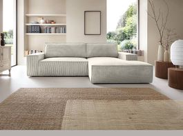 Ecksofa AMELIA mit Schlaffunktion, Cord beige, Ecke rechts